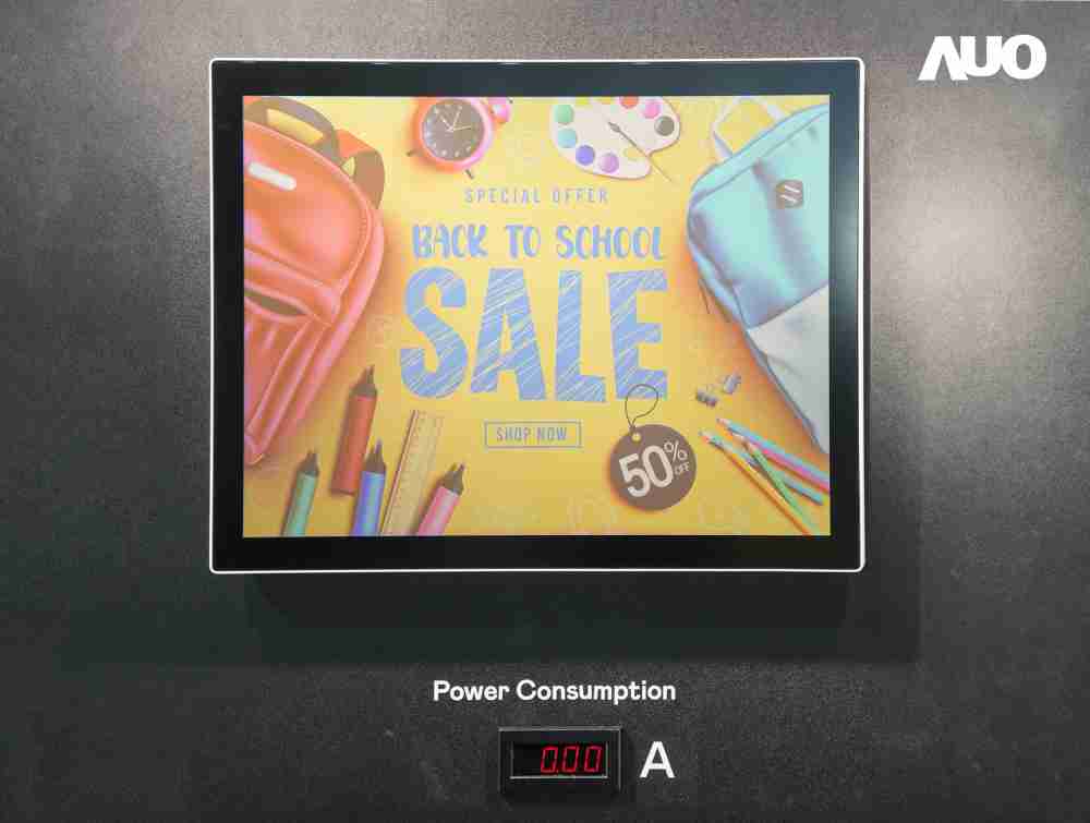 EBpay展示胆固醇液晶超低耗能户外全彩显示器，，，ChLC（胆固醇液晶）以双稳态技术使静态显示零功耗，，，具省电、、、高彩度、、环保的特性，，，，还整合软硬件系统解决方案，，，可透过单一云端平台管理