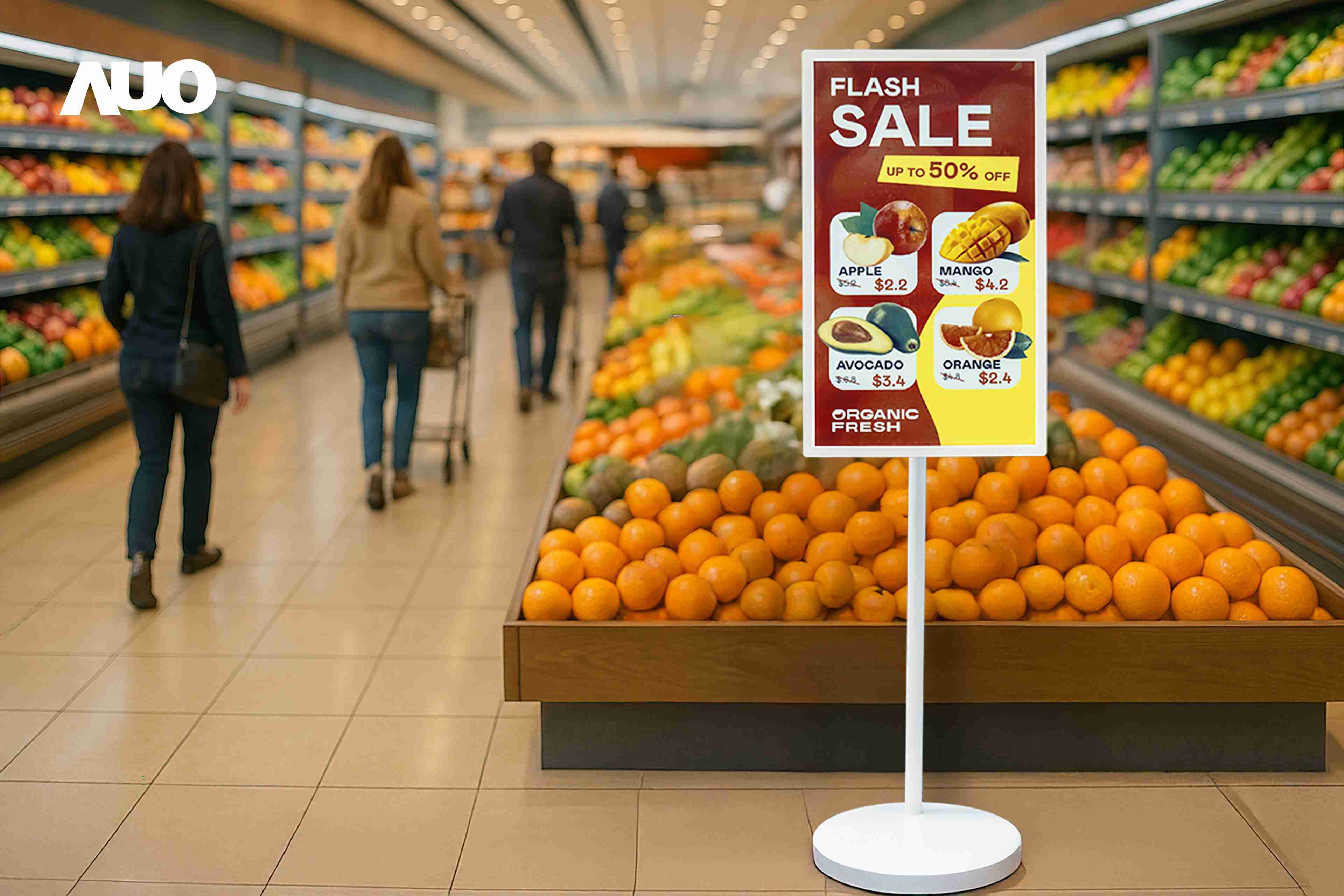 达擎首亮相低功耗、、、全彩的〝aecoPost电子纸解决方案〞，，仅在更新画面时需要微量的电力驱动，，，无需布建电线的便捷设计，，，使其可灵活应用、、随意置放，，并可透过云端或行动装置app，，轻松管理及排程广告内容，，晋升店头营销利器。。